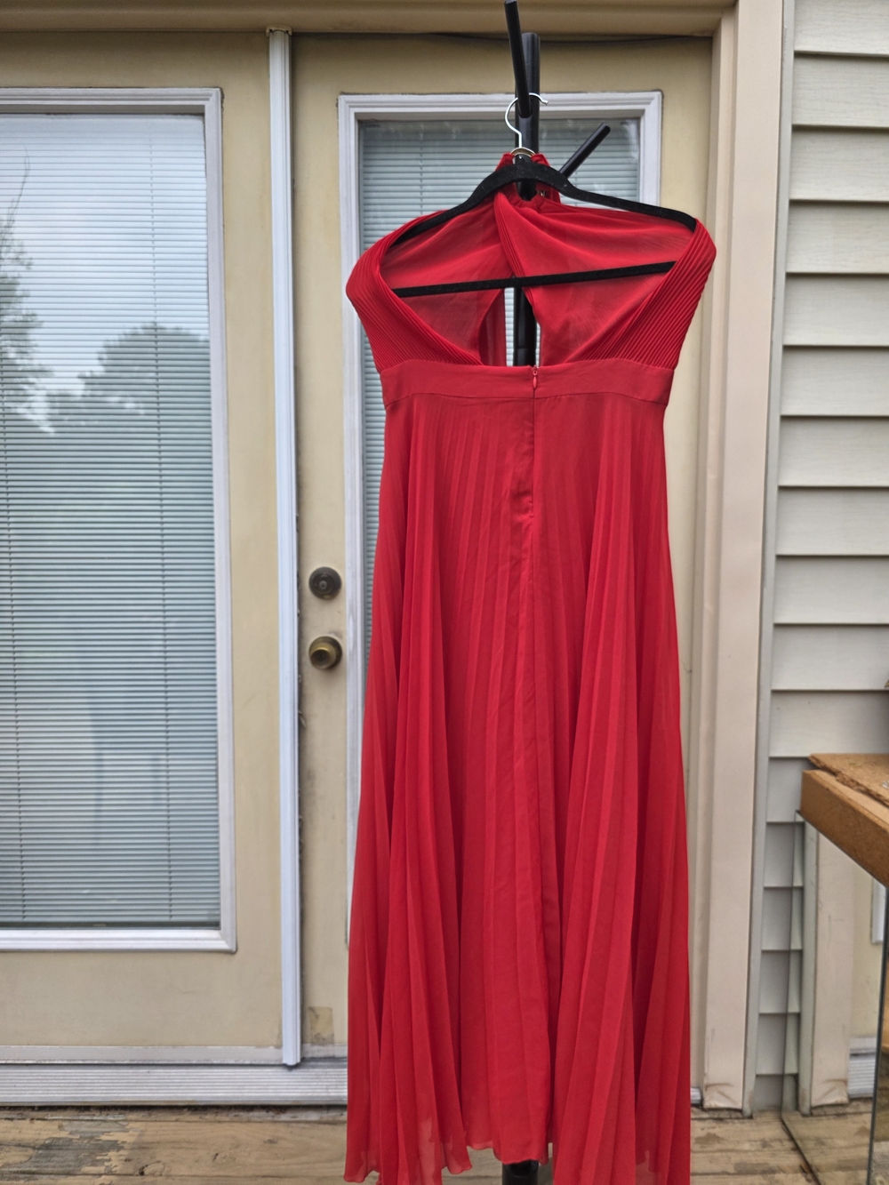 Zara Red Maxi Dress with Pleated Skirt